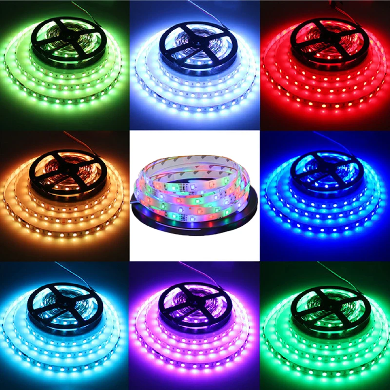 

DC12v 5m LED Strip 5050SMD Flexible Strip LED Lights lamps RGB Warm wihte red green blue DC 12V Transformer and controller