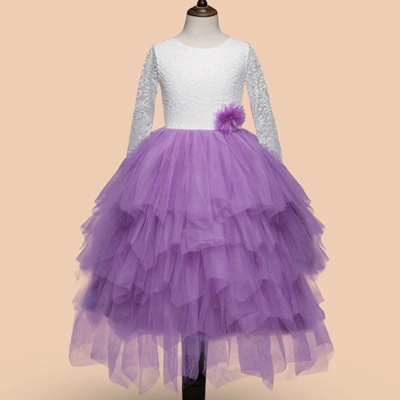Fashion Girls Costume Dress Princess Flower Lace Christmas Baby Wedding Halloween Kids Clothes Birthday Clothing Dresses TS020 | Детская