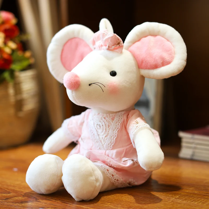 

Candice guo plush toy stuffed doll cartoon animal mouse rat pendant dandelion dress bowknot beddtime story friend baby gift 1pc