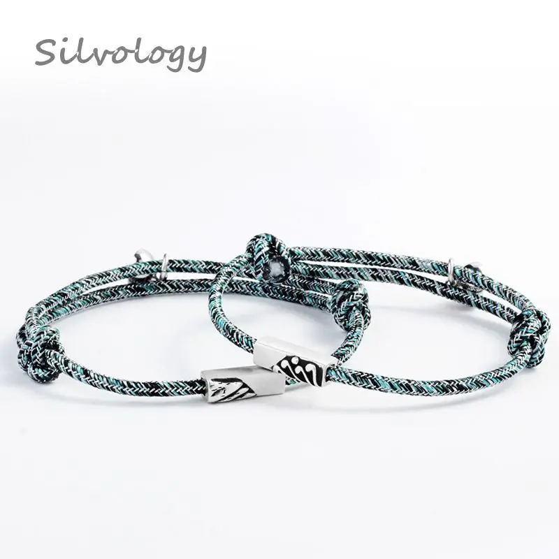 Silvology 925 пробы серебро горный Лига клятва пара Браслеты магнитное устройство для Кнопка Браслеты романтические ювелирные изделия