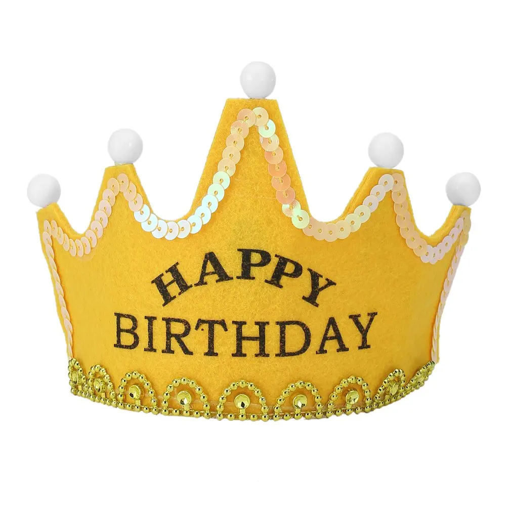 Желтая новая корона со светодиодной подсветкой яркая шляпа король принцесса