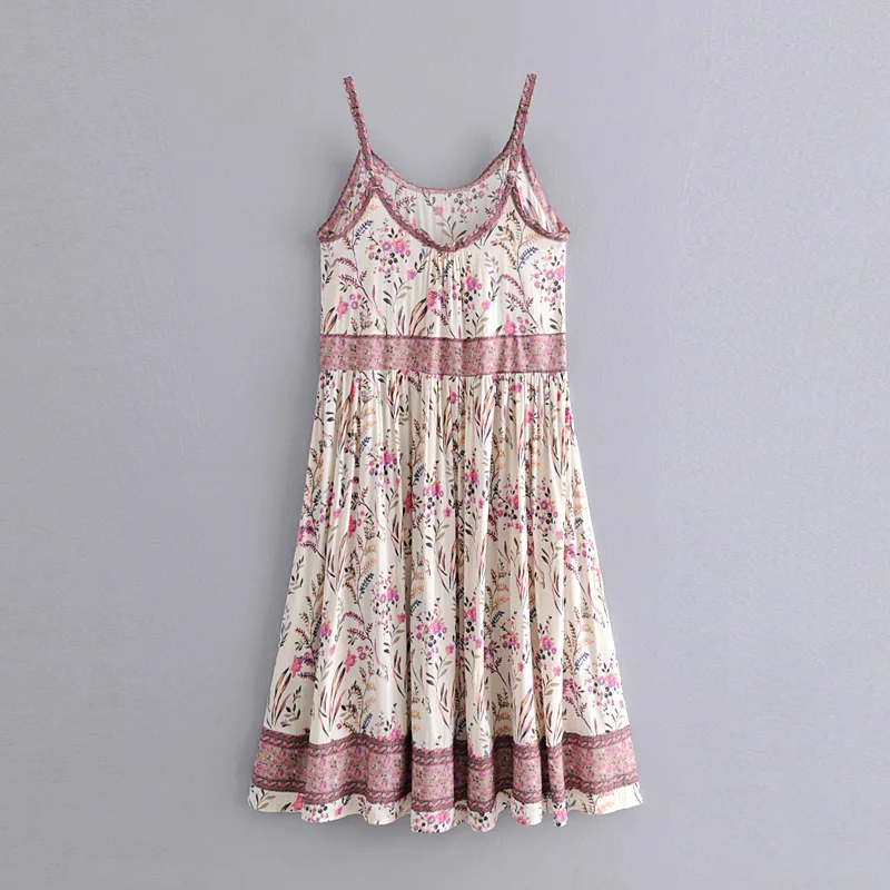 Чу САУ красота новая Boho Цветочный принт платье на бретелях для женщин Праздник