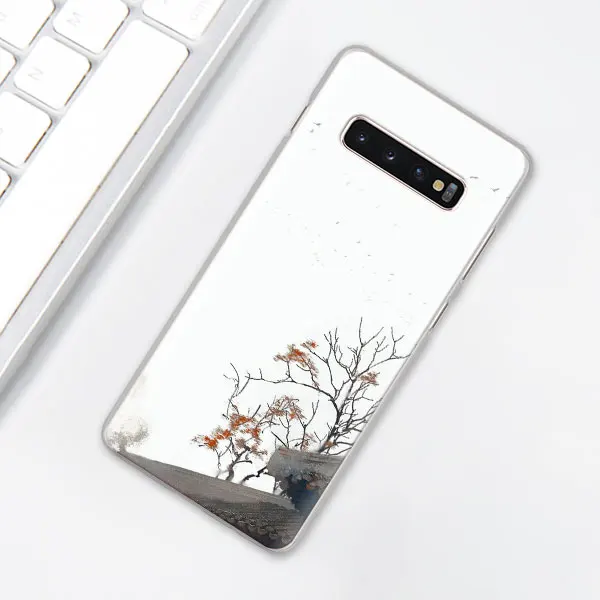 004 В китайском стиле живописи тушью чехол для телефона для samsung Galaxy S10e S10 плюс S7 S8 S9 Plus Note 8 9 M10 M20 M30 жесткий чехол Coque - Цвет: 004