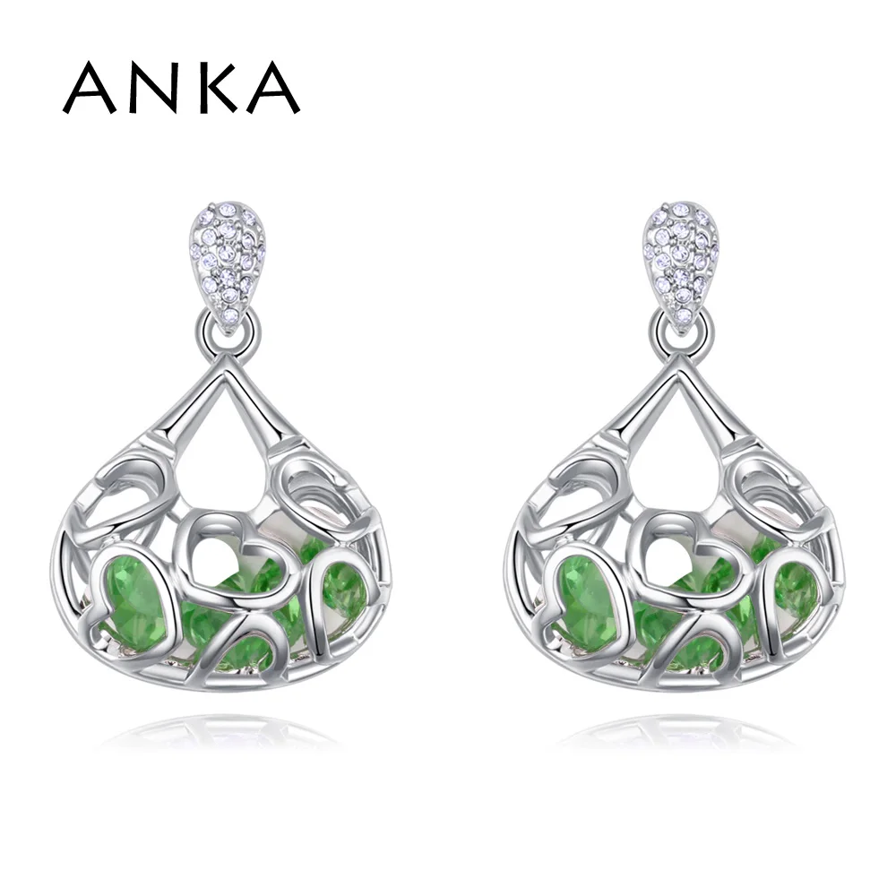 

ANKA fashion romantic top crystal hollow heart bag shaped earring for women jewelry earrings wedding Christmas gift #128005