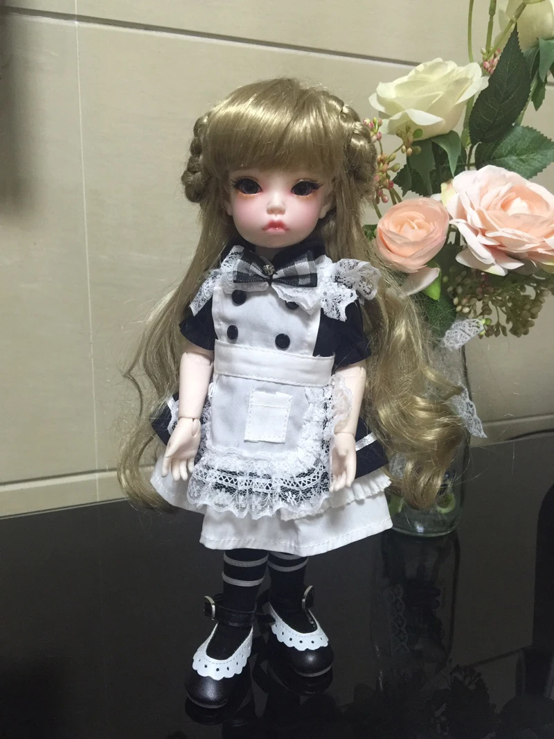 D01-P352 детская игрушка ручной работы 1/6 дядя аксессуары для куклы BJD/Sd Одежда с изображением кролика «Банни»; платье-передник горничной 5 шт./компл