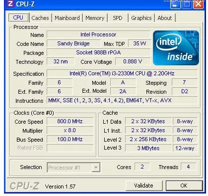 Процессор Intel Core I3 2330M процессор Ноутбук Core i3-2330M 3M 2,20 GHz SR04J