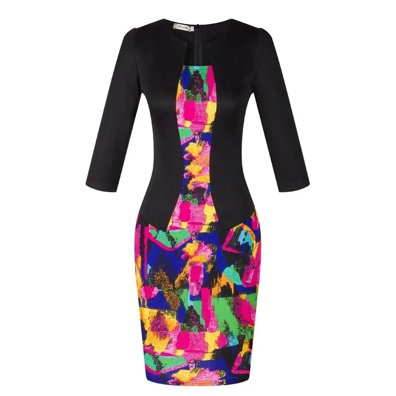 Весеннее платье винтажные офисные платья топы женская одежда-карандаш