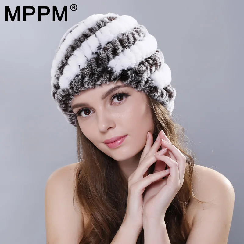 MPPM русская зимняя вязаная шапка из кроличьего меха Женская Подлинная женская