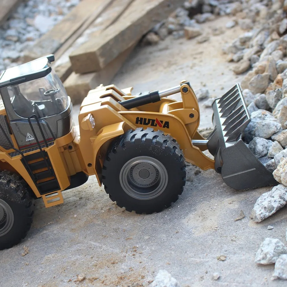 HUINA TOYS 1583 1/14 10CH Сплав RC бульдозер грузовик с фронтальным погрузчиком Инженерная