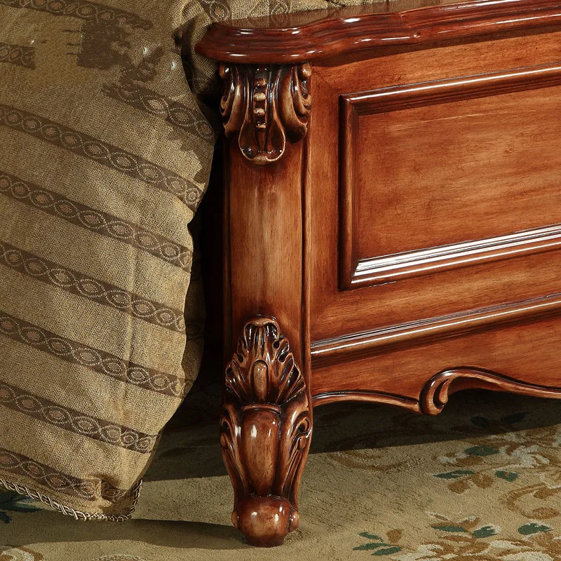 Европейский стиль твердая древесина антикварная мебель для спальни из твердой