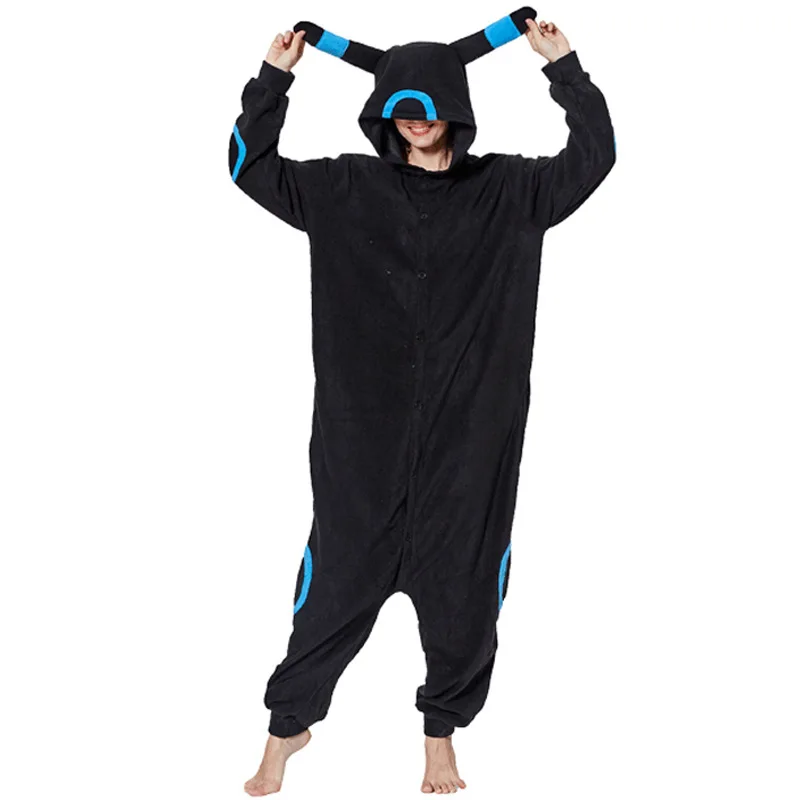 B Аниме мультфильм с покемоном Kawaii Umbreon костюмы для косплея 11 стилей пижамы для женщин, мужчин, детей, взрослых комбинезоны утолщенные пижамы - Цвет: B