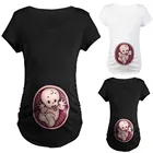 Хлопковая Повседневная рубашка с мультяшным принтом Милая Детская футболка с круглым вырезом и коротким рукавом для беременных женщин топ для беременных