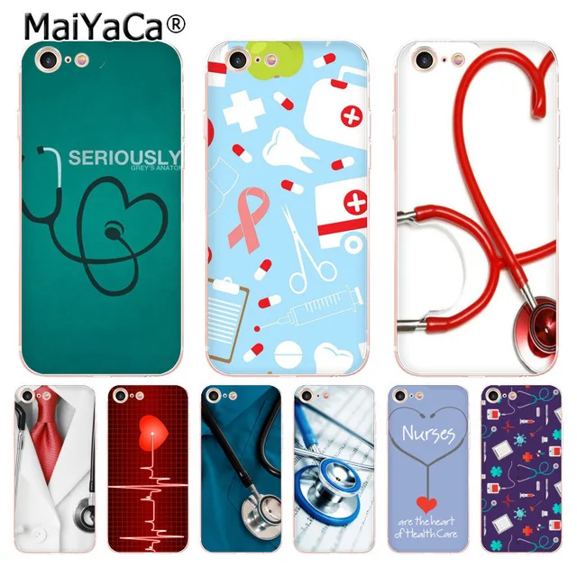 MaiYaCa медицинская медицина здоровье сердце стетоскоп для iPhone 4S SE 5C 5S 6S 7 8 Plus X XR XS MAX