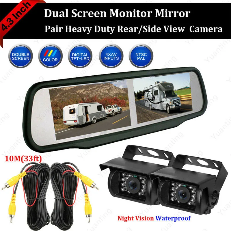 YuanTing 4," цифровое беспроводное 800*480 TFT lcd Автомобильное зеркало заднего вида двойной монитор 4CH вход с задней Камера заднего вида - Цвет: 4.3HS