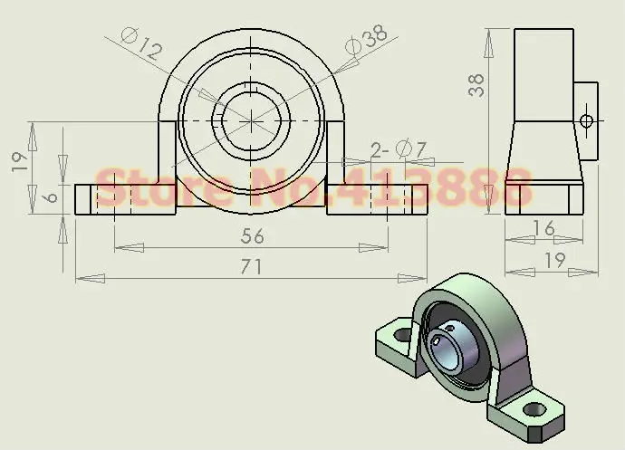 Подшипник опорного подшипника kirksite 12 мм подшипник вставки с корпусом KP001 блока
