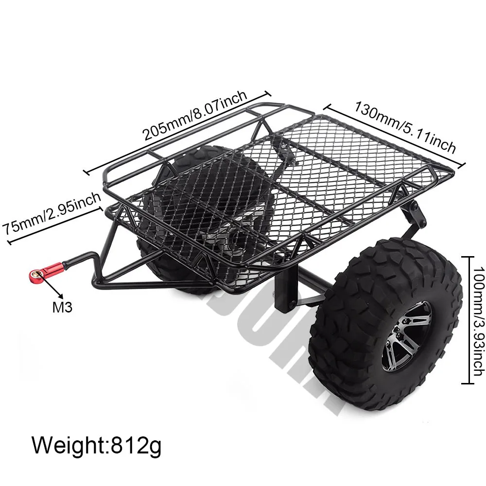 INJORA металлический одноосный комплект прицепов для 1/10 весы гусеничный Traxxas TRX4
