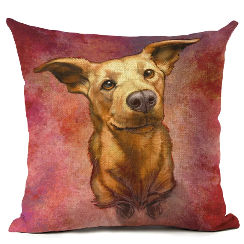 Cushion Cover Наволочка для подушки 45x45 см, декоративные подушки для дивана, гостиной, серии собак, офисные наволочки из хлопка и льна с принтом - Цвет: Cushion Cover