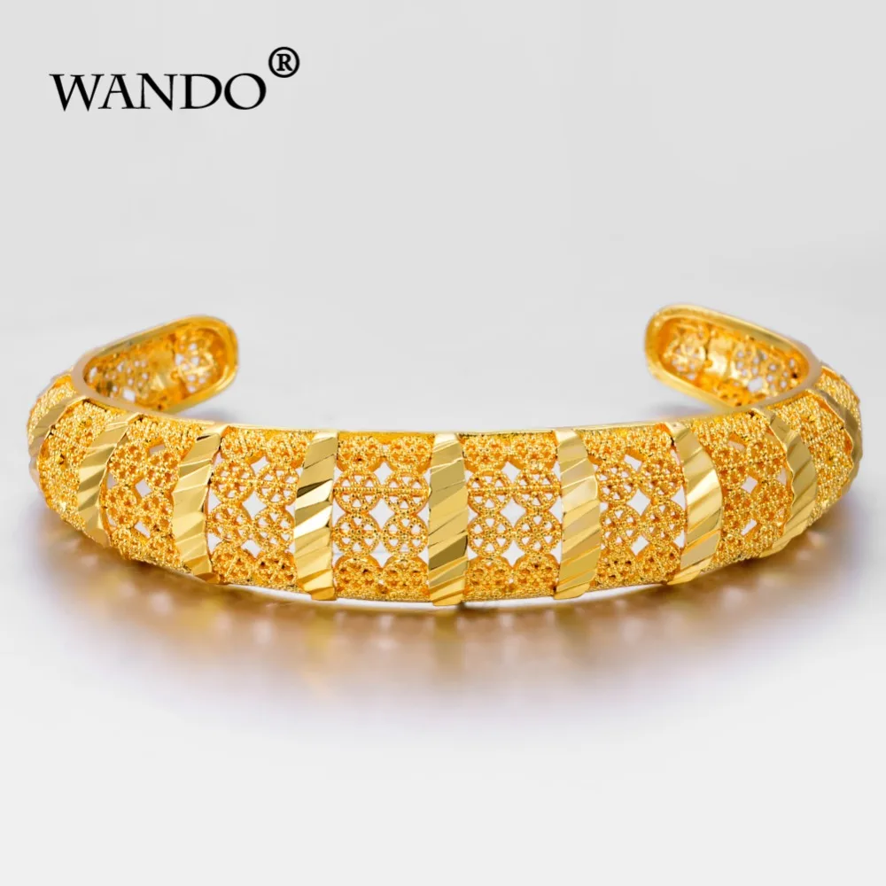 WANDO Trendy open 1pcs Ethiopian/Dubai/African jewelry Gold Color Bangles&ampBracelet 24K Jewelry for Women bracelet fe Girl Gifts |