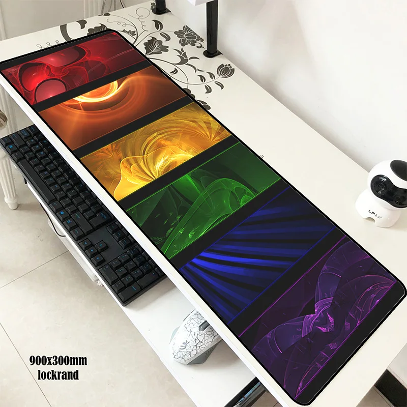 Абстрактный красный коврик для мыши компьютерный красочный Коврик 900x300x2 мм padmouse