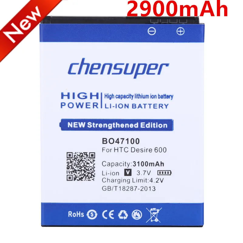 

chensuper BM60100 2900mAh For HTC Desire 600 400 500 Dual SIM 609d 5060 T528 C525c 5088 C525E T606W T608T T528d BO47100 Battery