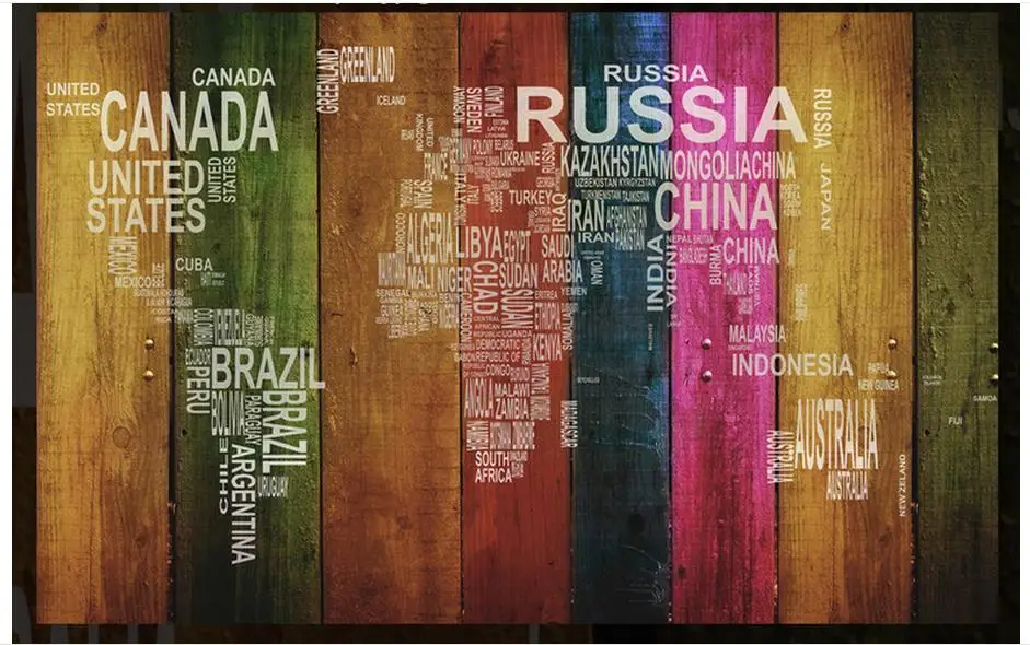 Высококачественные 3d фотообои на заказ алфавитная карта мира цветная настенная