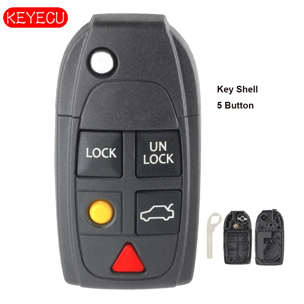 

Чехол для выкидного ключа Keyecu, сменный брелок с 5 кнопками для VOLVO S60, S80, V70, XC70, XC90