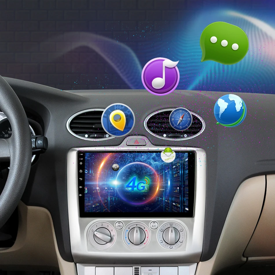 JMCQ " 2 Din 4G wifi Автомагнитола для Ford Focus Exi MT AT 2004-2011 мультимедийный плеер четырехъядерный Android 8,1 gps навигация