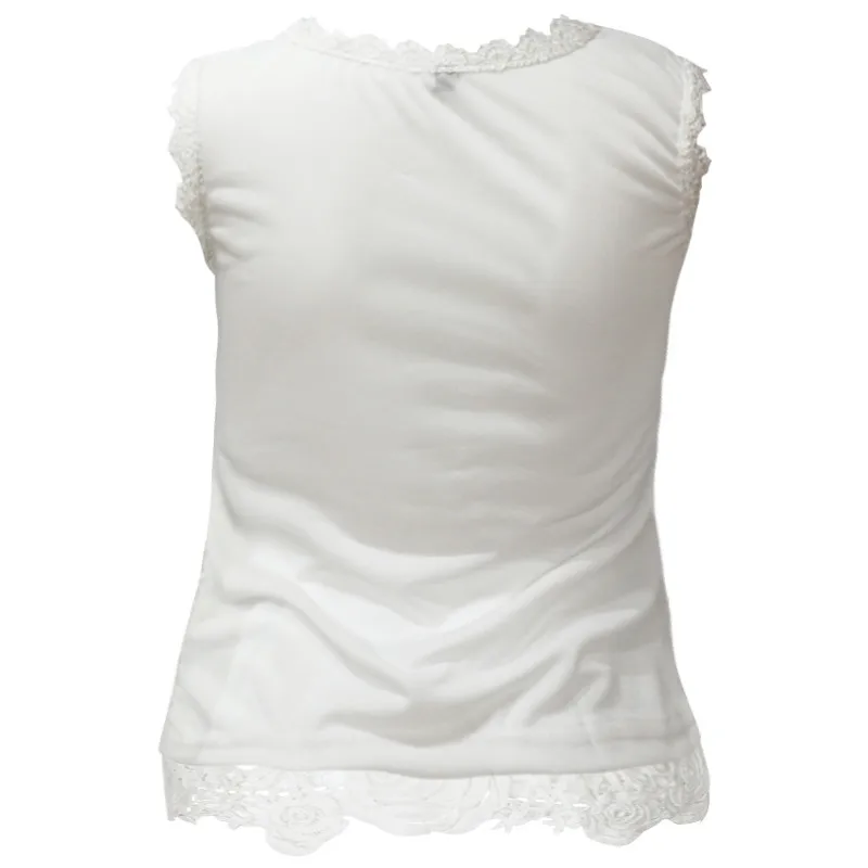 

S-XXXL Plus Size Women's Clothing Summer Sleeveless Tops Female Lace Vest Blouse Casual Slim Cami Top White Black Tank Shirts