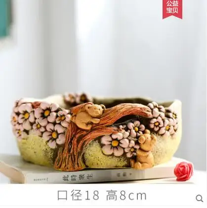 B 18x8cm Европейский пасторальный Творческий мясистые суккулентные растения Цветочный горшок орнамент мясистый большой горшок скандинавского цемента силиконовая форма - Цвет: B 18x8cm