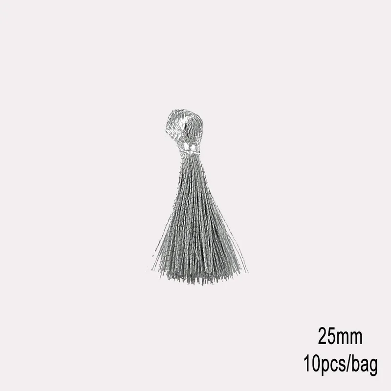 silver 25 мм 10 шт металлическая маленькая мини-кисточка, кулон, одежда декоративная кисточка для изготовления ювелирных изделий DIY, застежки для сережек, серебро/золото - Цвет: silver