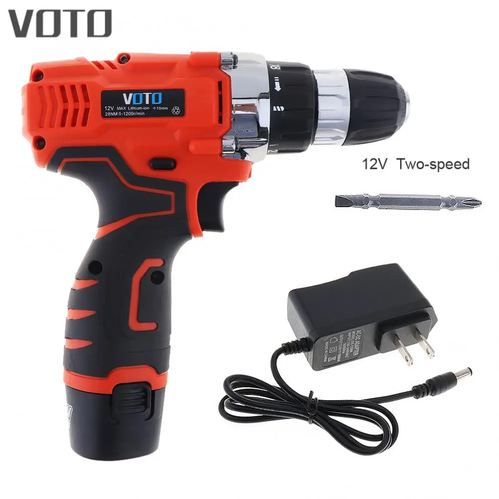 VOTO AC 100 240V Беспроводная электрическая отвертка 12V с двухскоростной кнопкой