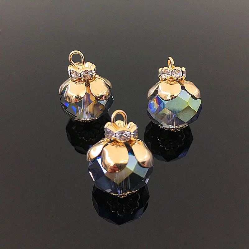 Новый стиль 30 шт./лот Разноцветные Украшения из горного хрусталя сплав золотой