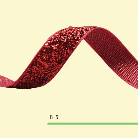 Эластичная металлическая бархатная лента Блестящая 3/8 &quotКрасный Эластичный