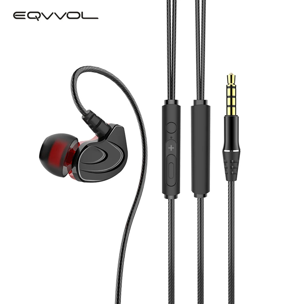 Eqvvol In-Ear Heavy Bass Sports Headset In-line Control Stereo Sound With Mic Earphones For iPhone Android Samsung Mi Phone MP3 |