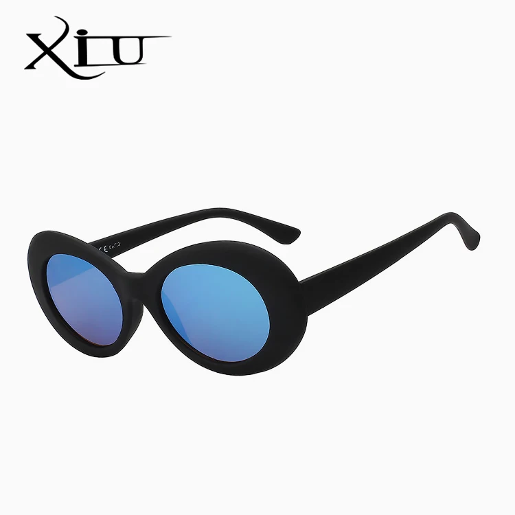 XIU Cateye женские солнцезащитные очки Классика Ретро винтажные Овальные Солнцезащитные очки для женщин брендовые дизайнерские Eeywear Высокое качество UV400 Oculos - Цвет линз: Black w blue mirror