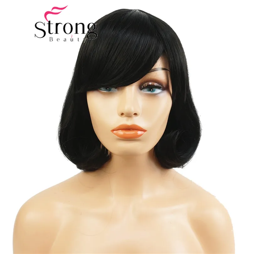 StrongBeauty короткий прямой коричневый выделенный Боб сторона подметает челка синтетический парик выбор цвета - Цвет: H5020 2