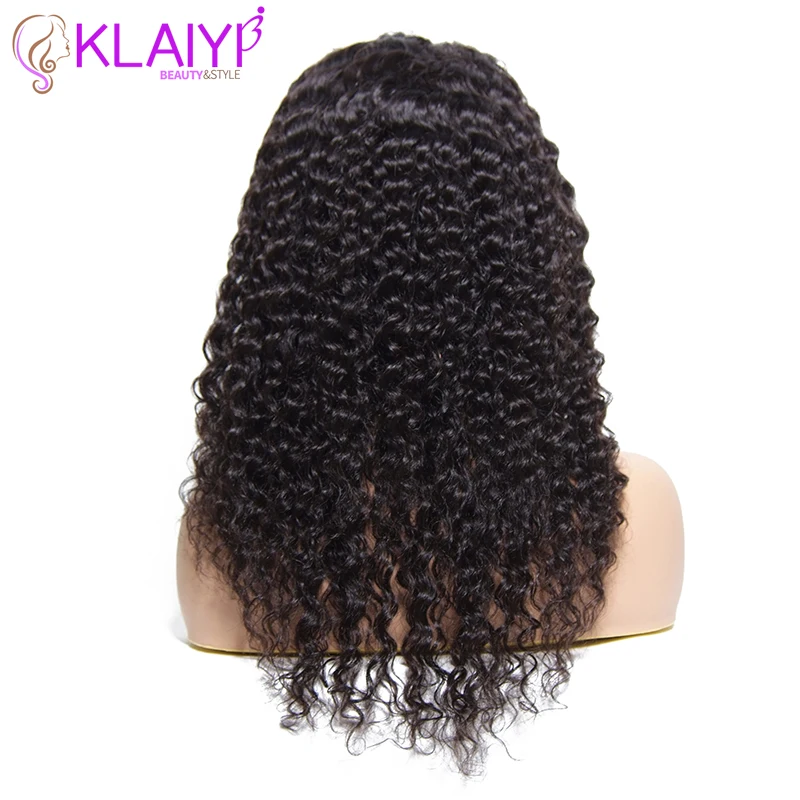 Klaiyi Hair Wig Series Brizilian Curly Wave Remy Hair Wig 10-24 Inch Front Lace Wigs 150% Density Human Hair Wig Natural Color