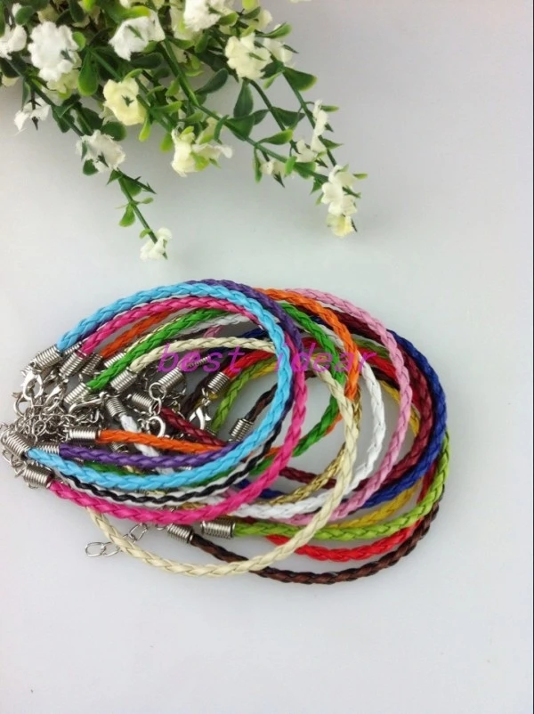 100 шт смешанных цветов кожаный плетеный браслет шарма для бисера Омаров застежка