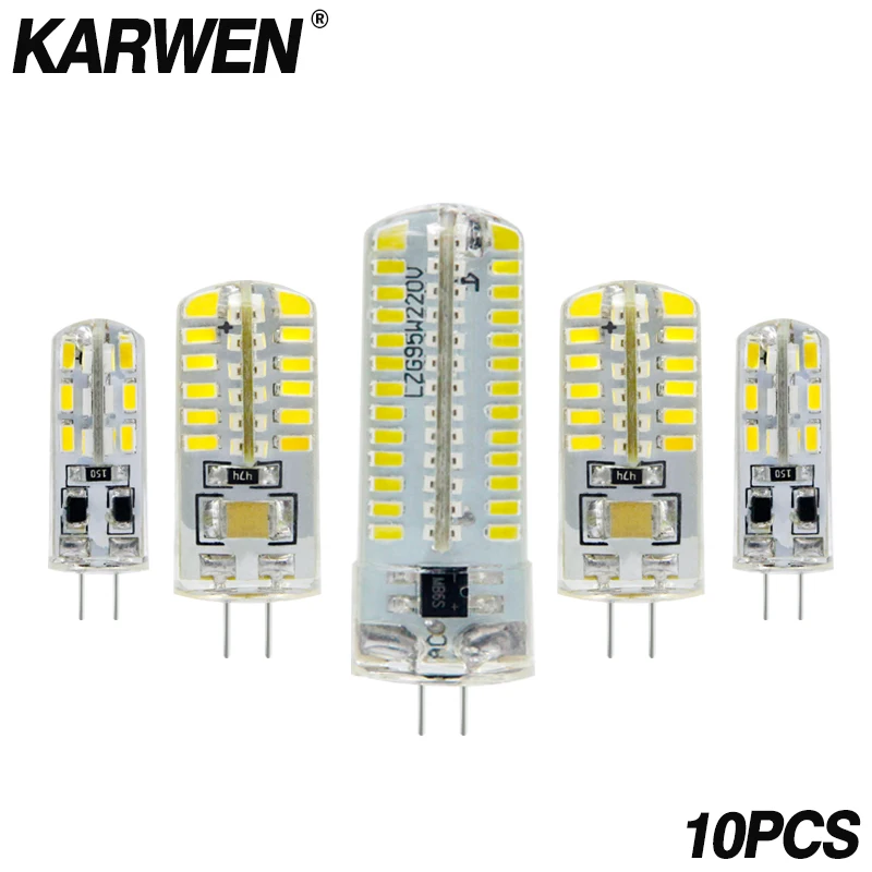 10 шт./лот Светодиодная лампа KARWEN G4 3 Вт высокая мощность SMD3014 2835 DC 12 В AC 220