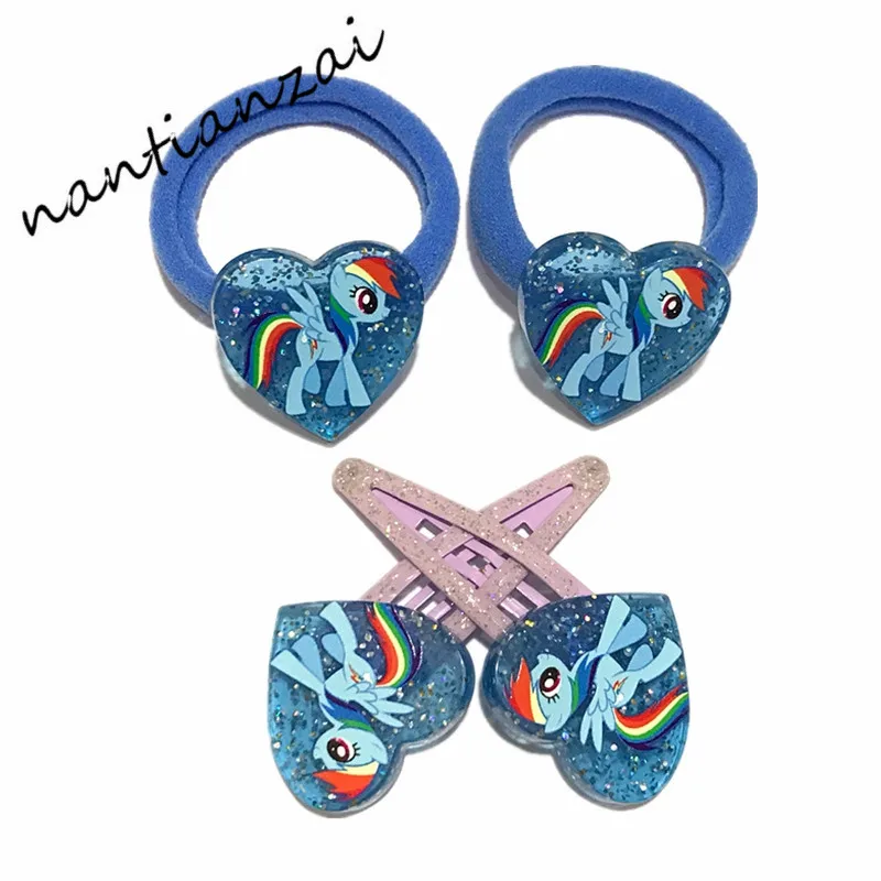 4 шт./компл. с рисунком из мультфильма «Мой маленький пони мультяшная заколка для волос резинка для волос Заколки Головные уборы; детские подарочные аксессуары для волос для девочек, повязка на голову