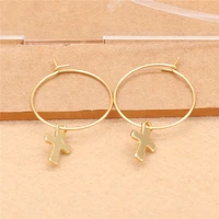 metal 316 l stainless steel hoop earrings with charms fashion brief anti allergy free real golden plated