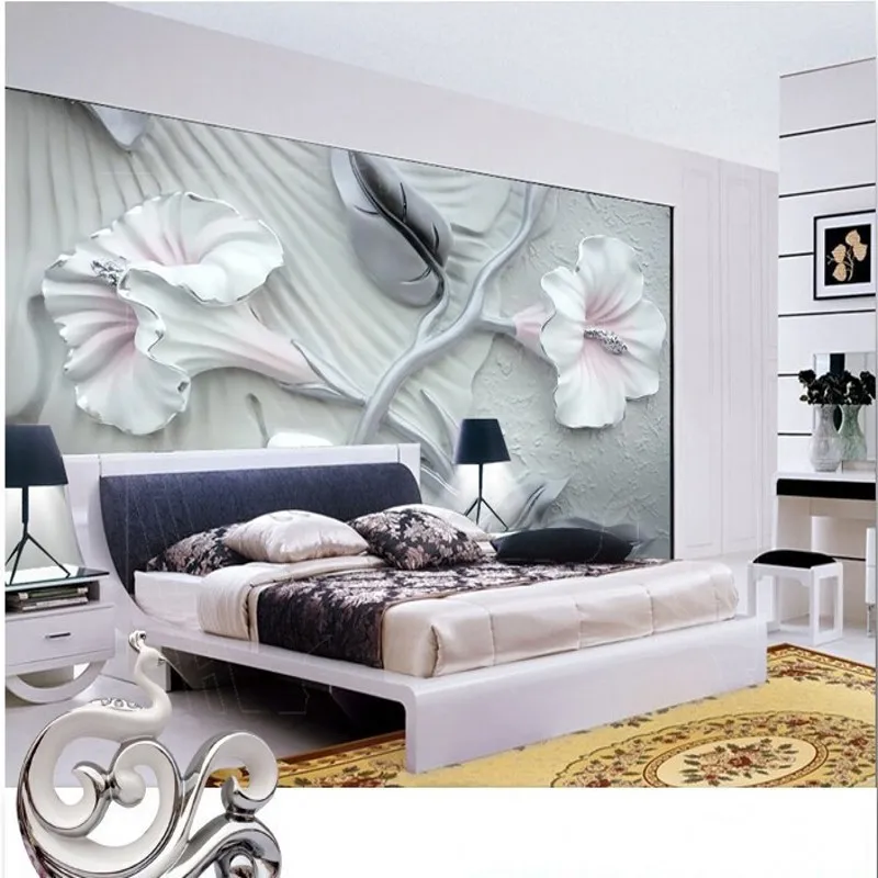 3D стерео обои с лилиями для гостиной столовой ТВ фона обои|3d wallpaper murals|wallpaper mural3d |
