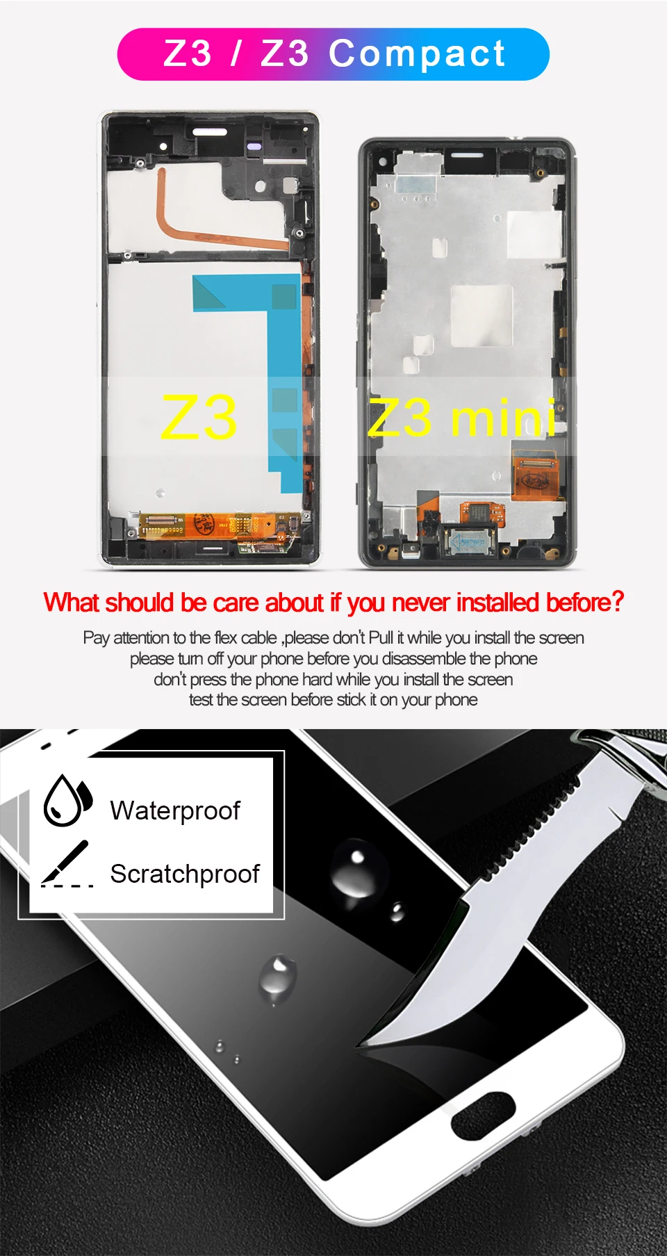 Для SONY Xperia Z3 Compact дисплей рамка Z3 Mini D5803 D5833 сменный дисплей для SONY Xperia Z3 lcd D6603 D6633