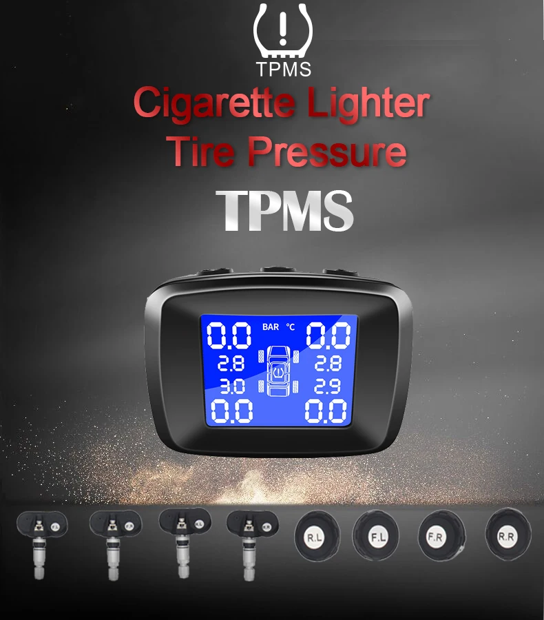 Автомобильный прикуриватель TPMS светодиодный дисплей внутренняя или внешняя система контроля давления в шинах Беспроводная передача CST-TY13/14