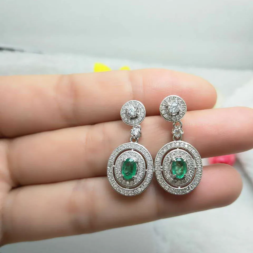 TBJ классические серьги нового дизайна натуральные изумрудные сережки в 925 пробы
