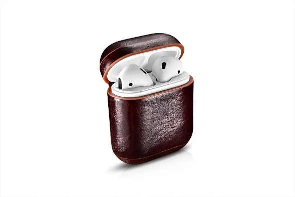 Oil Wax- Deep Brown Чехол для наушников для Apple Airpods из натуральной кожи, чехол для наушников, аксессуары для наушников, защитный беспроводной чехол - Цвет: Oil Wax- Deep Brown