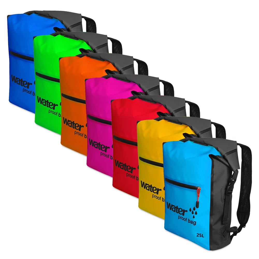 25L Outdoor Waterproof Dry Bag Roll Top Floating Backpack Swimming Bag River Trekking Backpack for Kayaking Rafting Boating