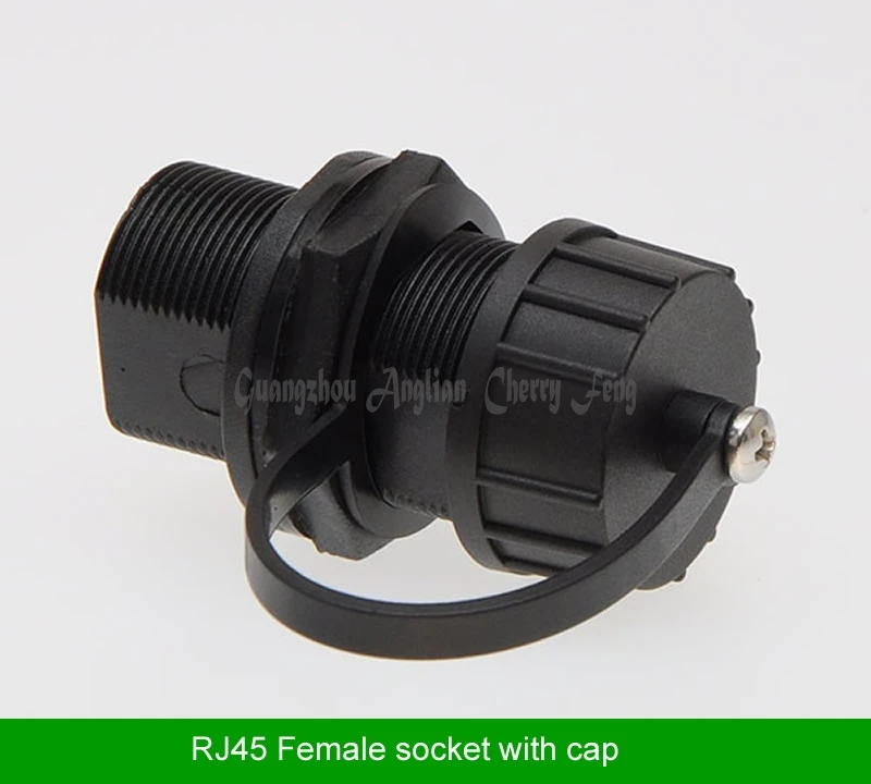 RJ45 гнездо прямой головкой Ethernet LAN черный IP68 Защита M20 фарш Locknut пластик RJ45 водонепроницаемый сальник разъем