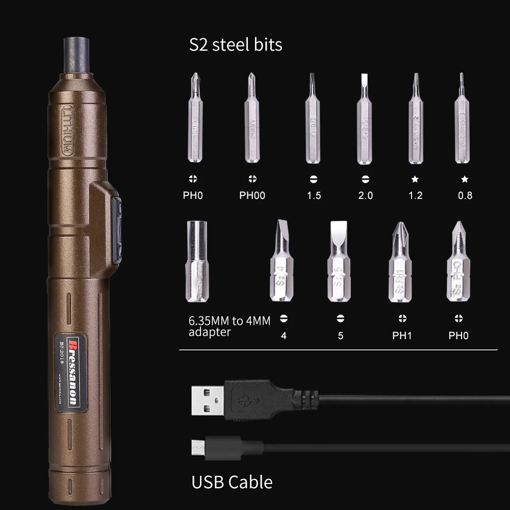 Bressanon В 4 в мини беспроводной электрическая Точная отвертка с 11 шт. wowstick