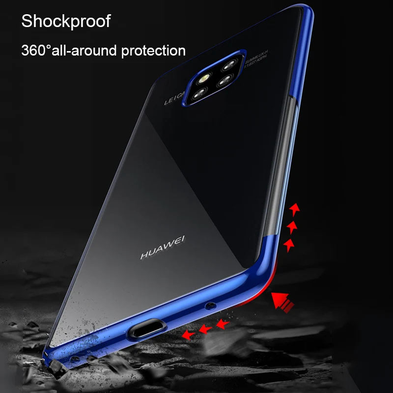 SRHE For Huawei Mate 20 Case Cover Mate20 Pro Transparent Plating Soft TPU Silicone Back |